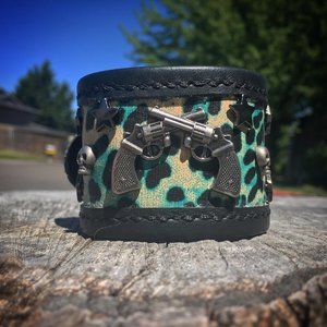 leopard cross-gun bracelet cuff.